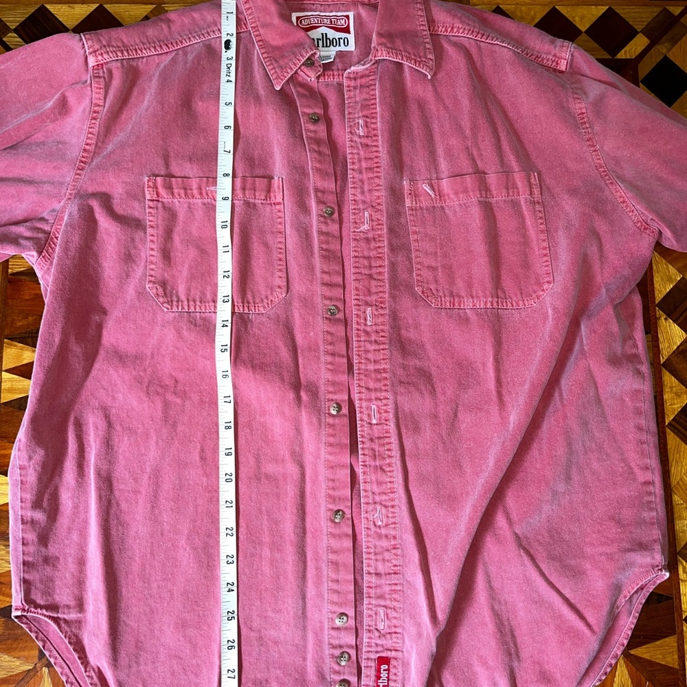 Vintage Marlboro Adventure Team ButtonDown Red Long Sleeve Denim Shirt